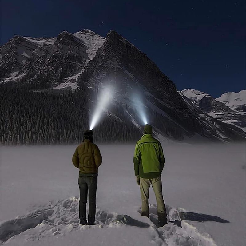 Genopladelig forlygte med LED