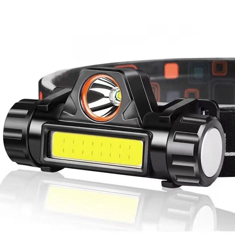 Genopladelig forlygte med LED